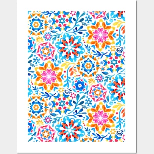 Watercolor Kaleidoscope Floral - brights Posters and Art